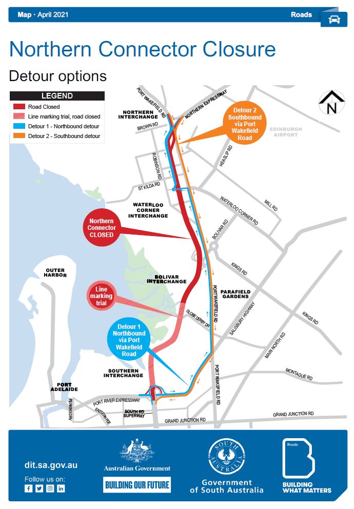 Northern Connector detour map