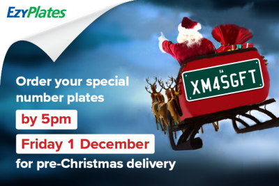 Order your special number plates by 5pm Friday 1 December for pre-Christmas delivery