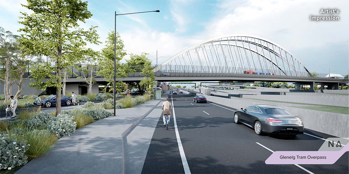 Artist impression - Glenelg tram overpass