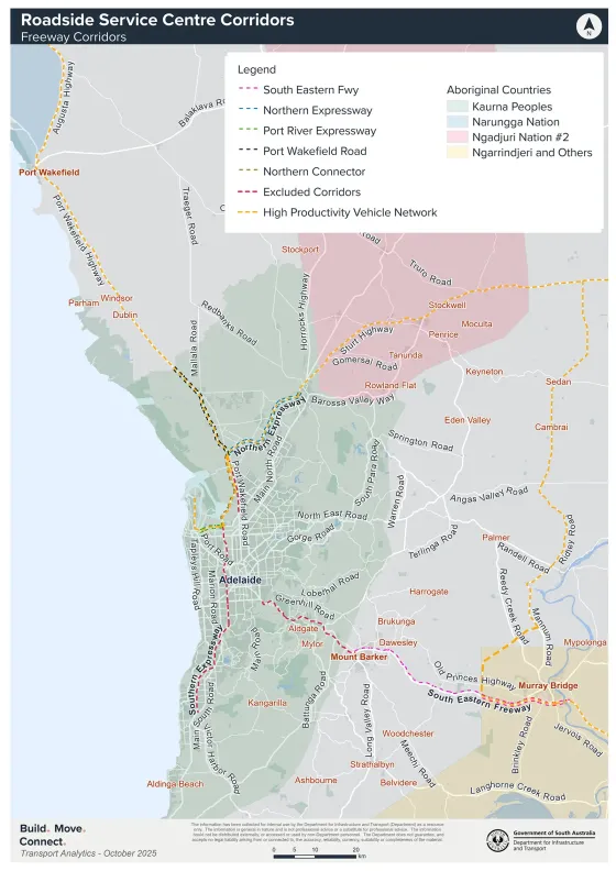 Map showing the freeway corridors