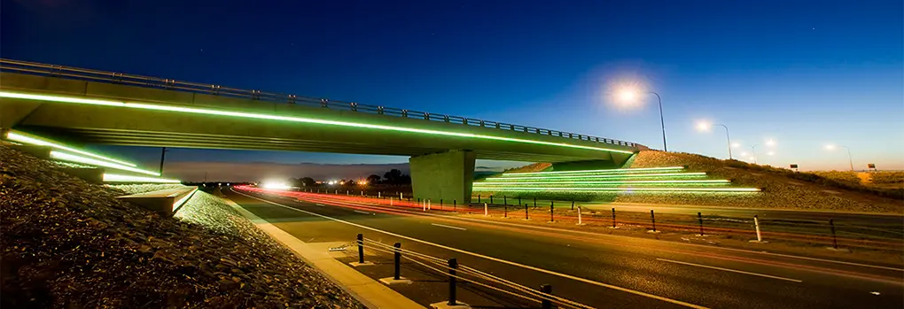 A long exposure night-time photo of the North Expressway Gawler to Port Wakefield section