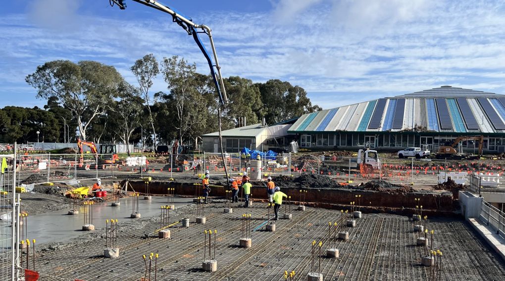 Construction crews commence first pours at the Aquatic Centre site